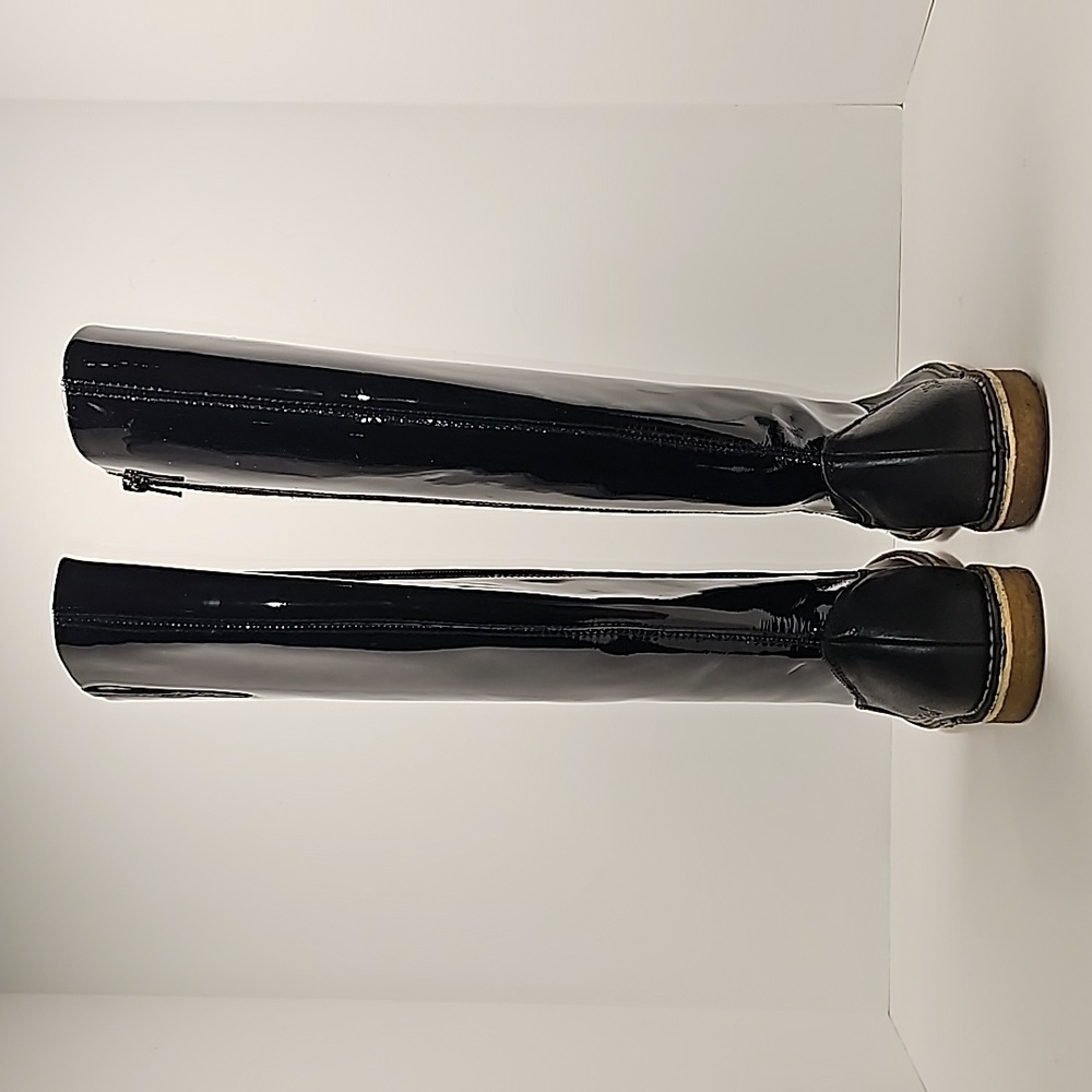 Kickers Credo2 Black Patent Knee High Boots Sz 37 Side Zip Equestrian Riding - Picture 5 of 16